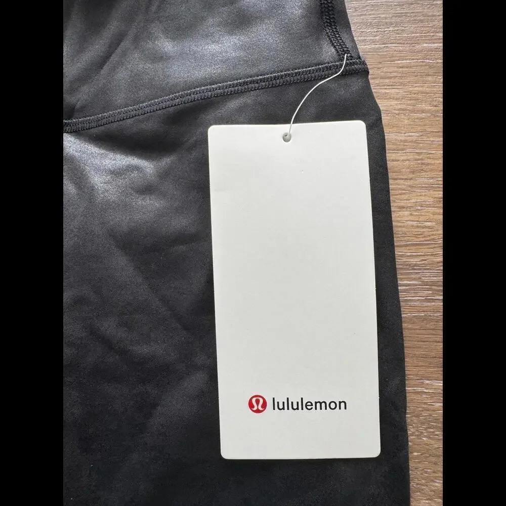 Lululemon Wunder Train High Rise 25” Matte Foil Shine Black Size 0 NWT